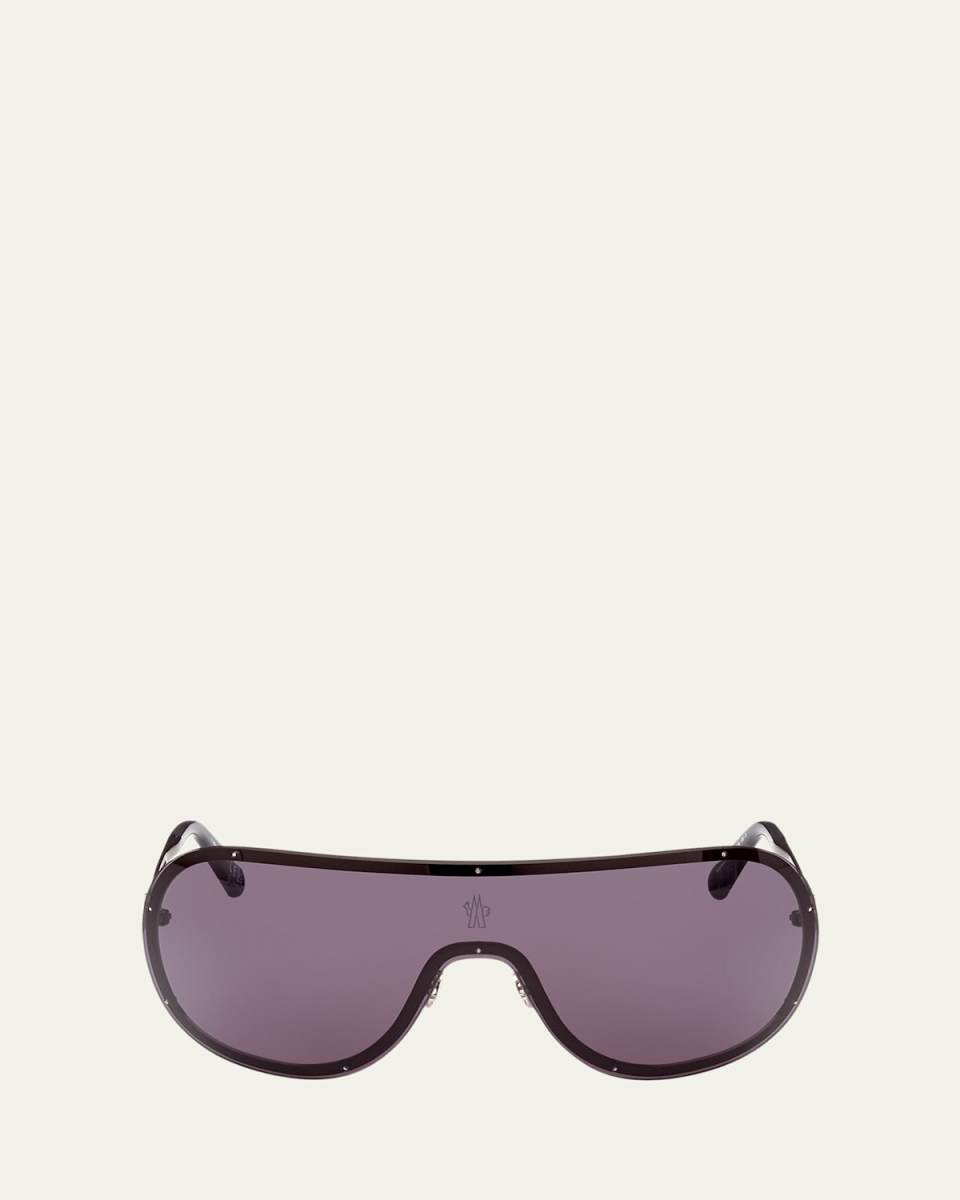 Gunmetal Logo Metal Alloy Shield Sunglasses